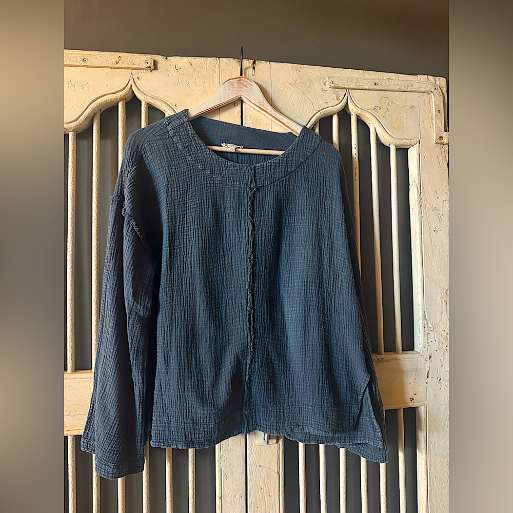 EASEL gauze navy blue wide sleeve